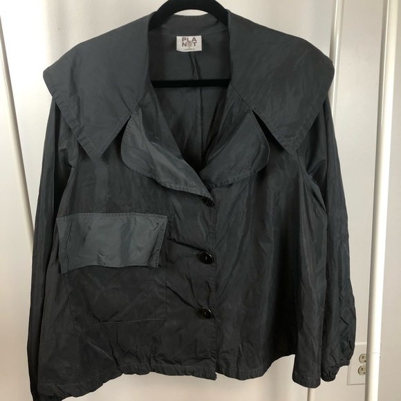 Planet by Lauren G Nickel Drawstring Jacket Black OS - Picture 4 of 17